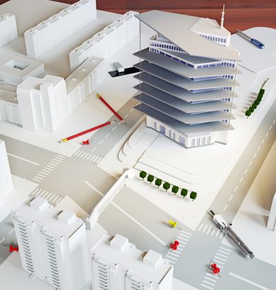 architectural model of a modern building (illustration)